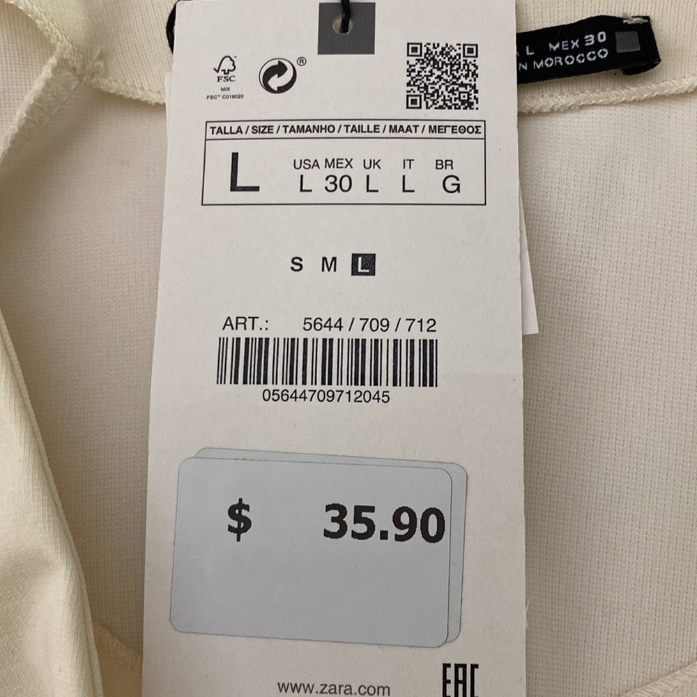 Zara Cream V-Neck Short Sleeve Blouse - Picture 6 of 7